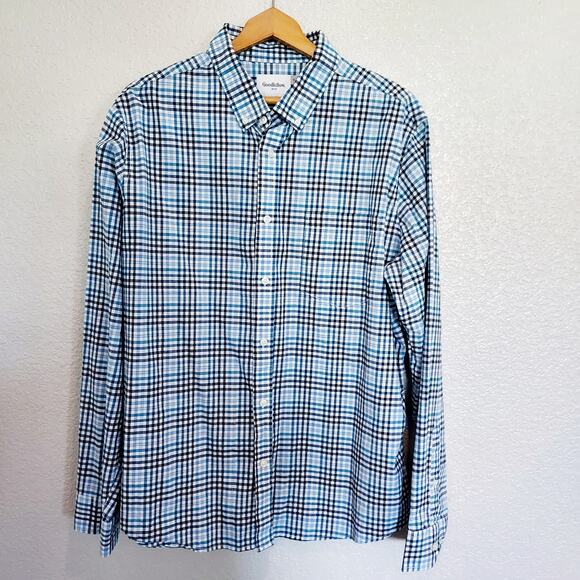 Goodfellow 'Slim' Fit Blue Check Pattern Long Sleeve Size XL - Picture 1 of 9